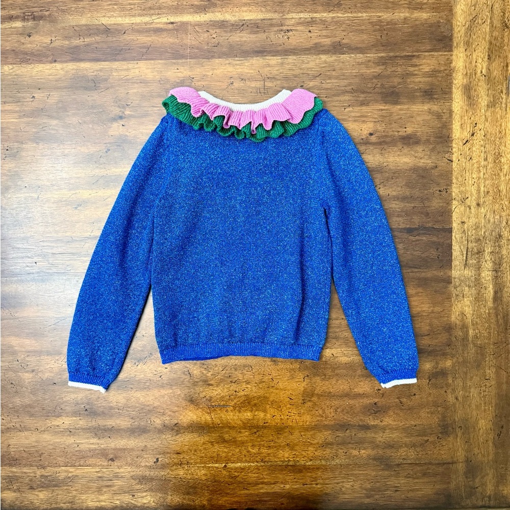 Mini Boden Frill Sparkle Cardigan, Navy Multi Sparkle Size 8-9 NWOT - Picture 7 of 7